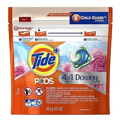 Tide Pods 4 in 1 with Downy April Fresh Scent 12 Pods 25oz Bag