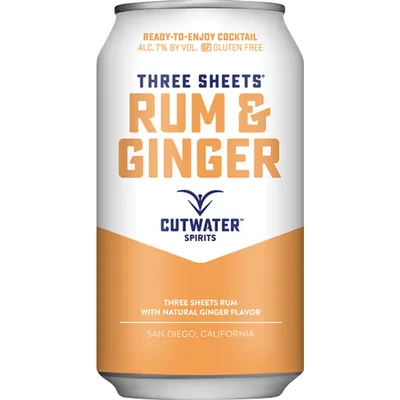 Cutwater Spirits Three Sheets Rum and Ginger  (12 oz x 4 ct)