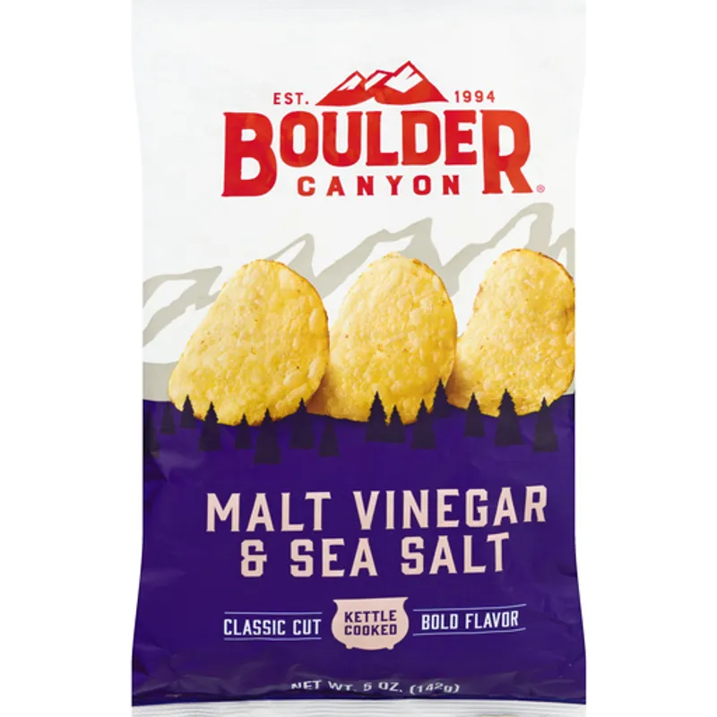 Boulder Canyon Kettle Cooked Potato Chips Malt Vinegar & Sea Salt view 1