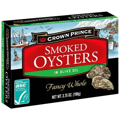 Crown Prince Smoked Oysters in Olive Oil 3.75 oz Can