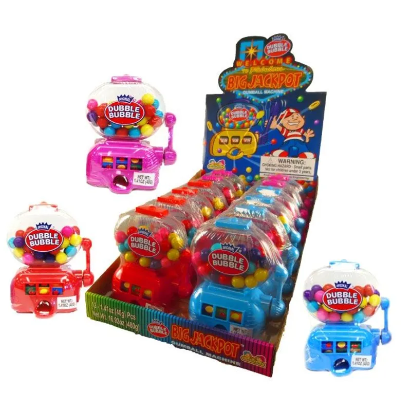 Kidsmania Dubble Bubble Big Jackpot Bubble Gum Slot Machine Toy Dispenser Box view 1