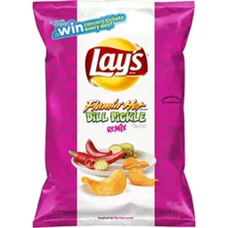 Lays Flamin Hot Dill Pickle Flavored Potato Chips view 1
