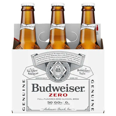 Budweiser Zero Non-Alcoholic 6x 12oz Bottles