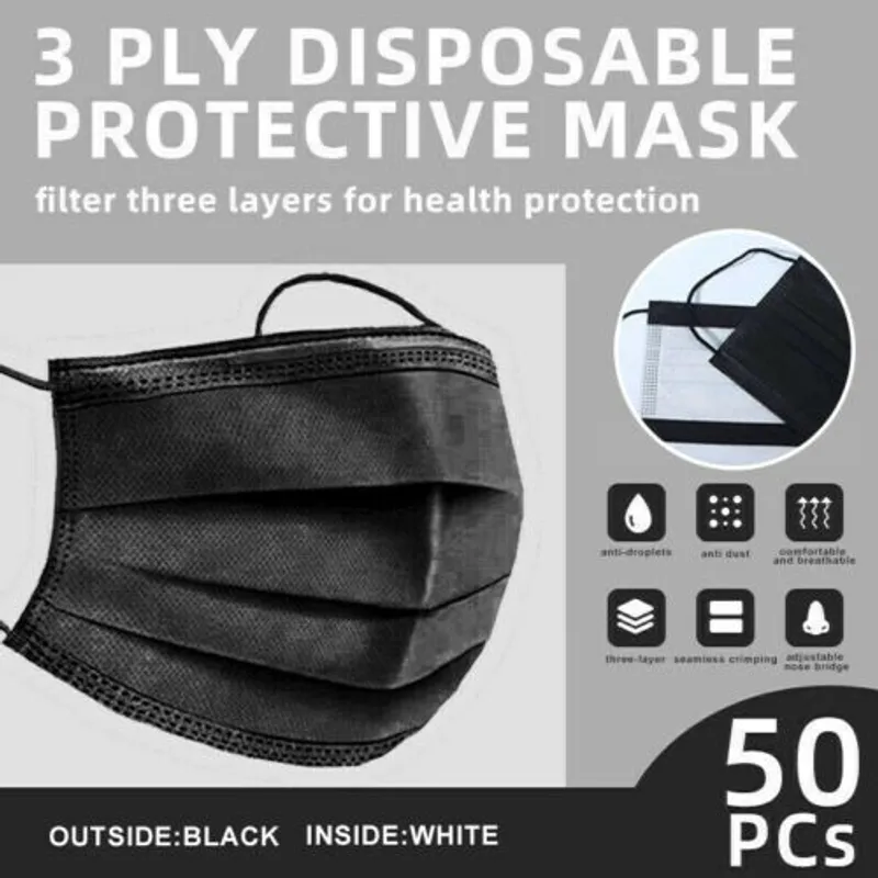 Surgical Black Mask Box view 1