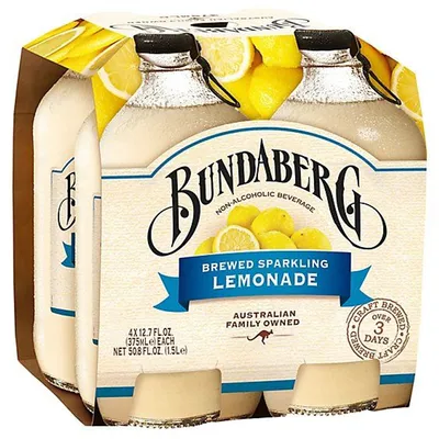 Bundaberg Brewed Sparkling Lemonade 4 Pack 12.7 oz Bottles