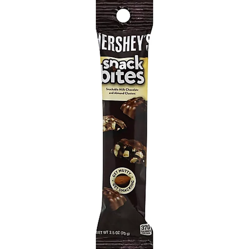 Hershey's Snack Bites Candy Snackable Milk Chocolate and Almond Clusters Bag view 1