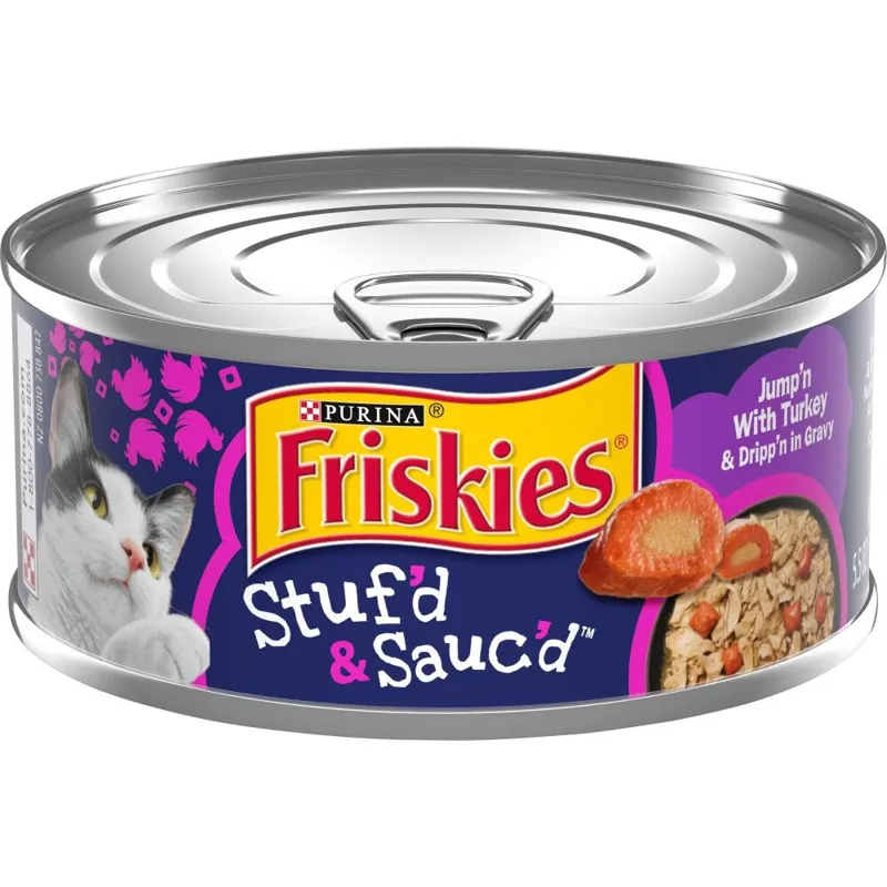 Friskies Stuf'd & Sauc'd Jump'n With Turkey & Dripp'n in Gravy Wet Cat Food view 1