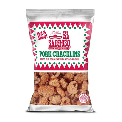 El Sabroso Hot & Spicy Pork Cracklins 1.625 oz Bag