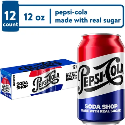 Pepsi Real Sugar Soda Cola 12oz Bottle