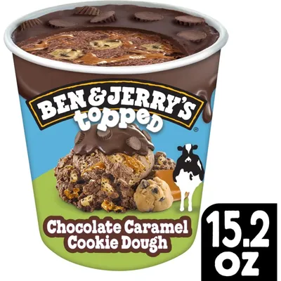 Ben & Jerry's Topped Chocolate Caramel Cookie Dough Ice Cream 15.2oz Carton