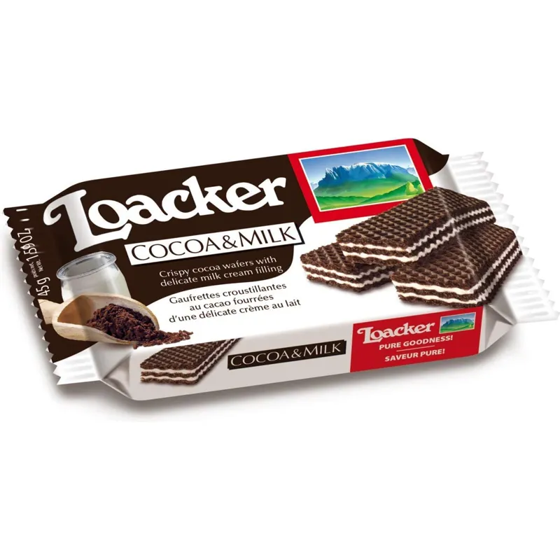 Loacker Crispy Wafers Cocoa & Milk view 1