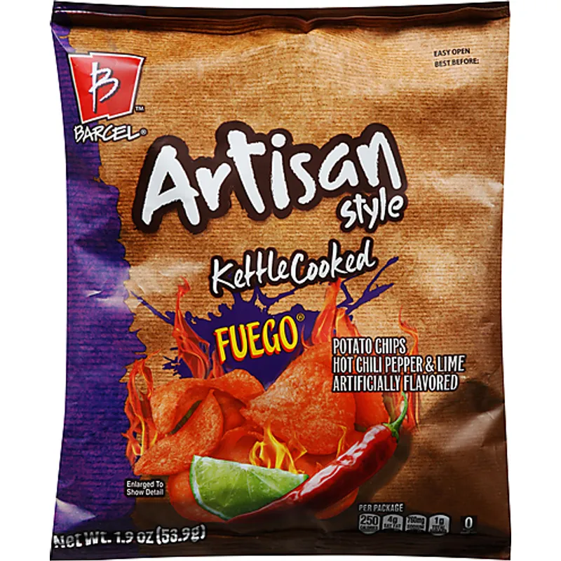 Barcel Chips Potato Chips Homestyle Crunch Fuego Flavor Burst Hot Chili Pepper & Lime view 1