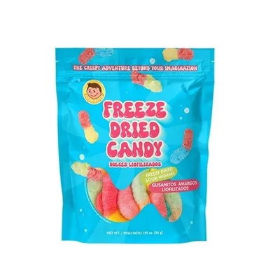 Freeze Dried Candy Sour Worms 2 oz Bag