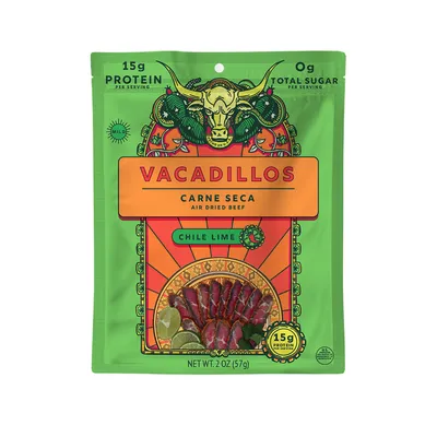 Vacadillos Chile Lime Carne Seca 2 oz Bag