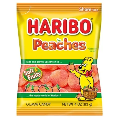 Haribo Peaches Gummi Candy 4 oz Bag
