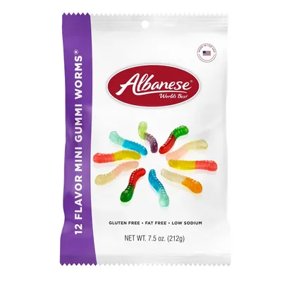 Albanese 12 Flavor Mini Gummi Worms 7.5 oz Bag