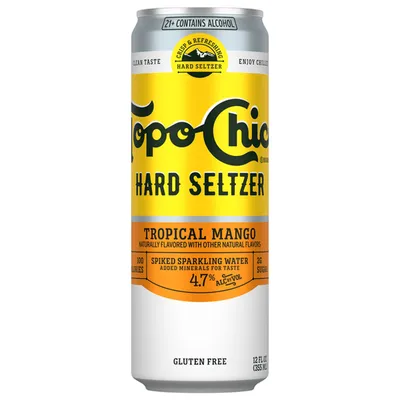 Topo Chico Tropical Mango Sparkling Water 12 oz can