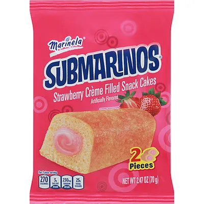 Marinela Submarinos Strawberry Crème Filled Snack Cakes 2 Pack