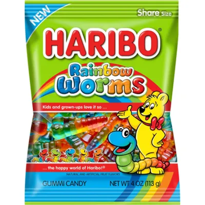 Haribo Rainbow Worms Gummy Candy 113g Bag