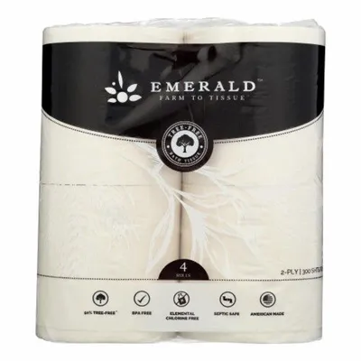 Emerald Bath Tissue 2-Ply 4 Rolls 300 Sheets per Roll 4 Pack 300sheets