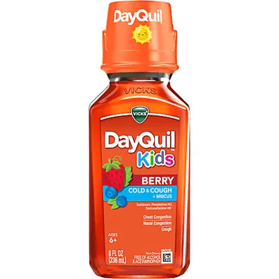 Vicks Cold & Cough + Mucus, Berry, Kids, Ages 6+ 8oz Bottle