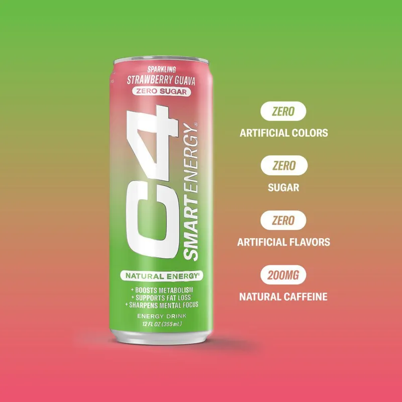 C4 Energy Drink, Zero Sugar, Sparkling Strawberry Guava view 1