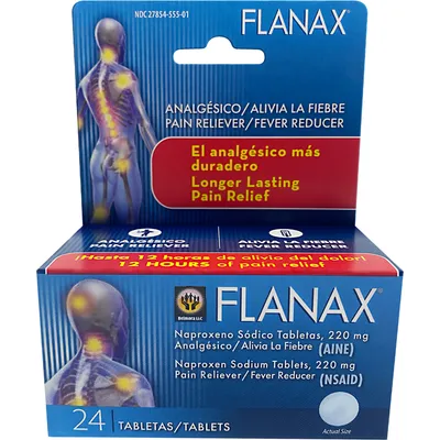 Flanax Pain Reliever 220mg 24 Tablets Box