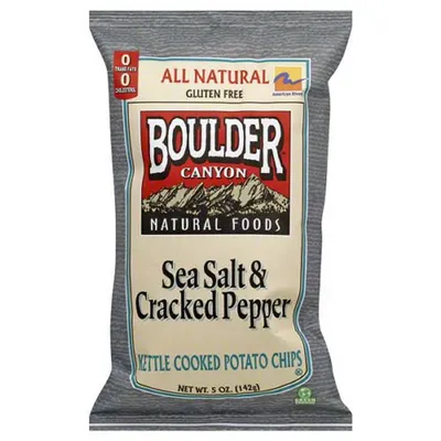 Boulder Canyon Sea Salt & Cracked Pepper Kettle Chips 5 oz Bag