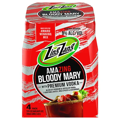 Zing Zang Bloody Mary Ready-to-Drink with Vodka 4-pack 48 oz