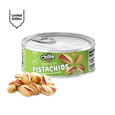Chillo Persian Pistachios Roasted & Salted 2.8 oz Can