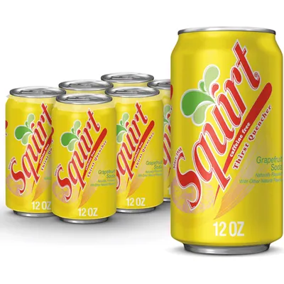 Squirt Caffeine Free Grapefruit Soda 6 Pack 12oz Cans