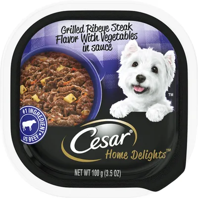 Cesar Home Delights Grilled Ribeye Steak Flavor Wet Dog Food 3.5 oz