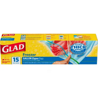 Glad Freezer Gallon Zipper Bags 15 ct
