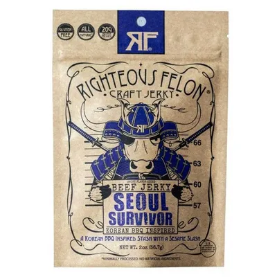 Righteous Felon Craft Jerky Seoul Survivor Beef Jerky 2 oz Bag