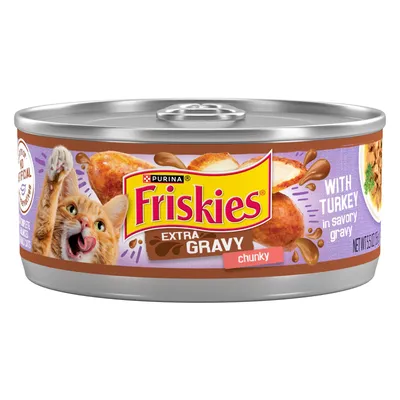 Purina Friskies Extra Gravy Chunky with Turkey Cat Food 5.5 oz Can