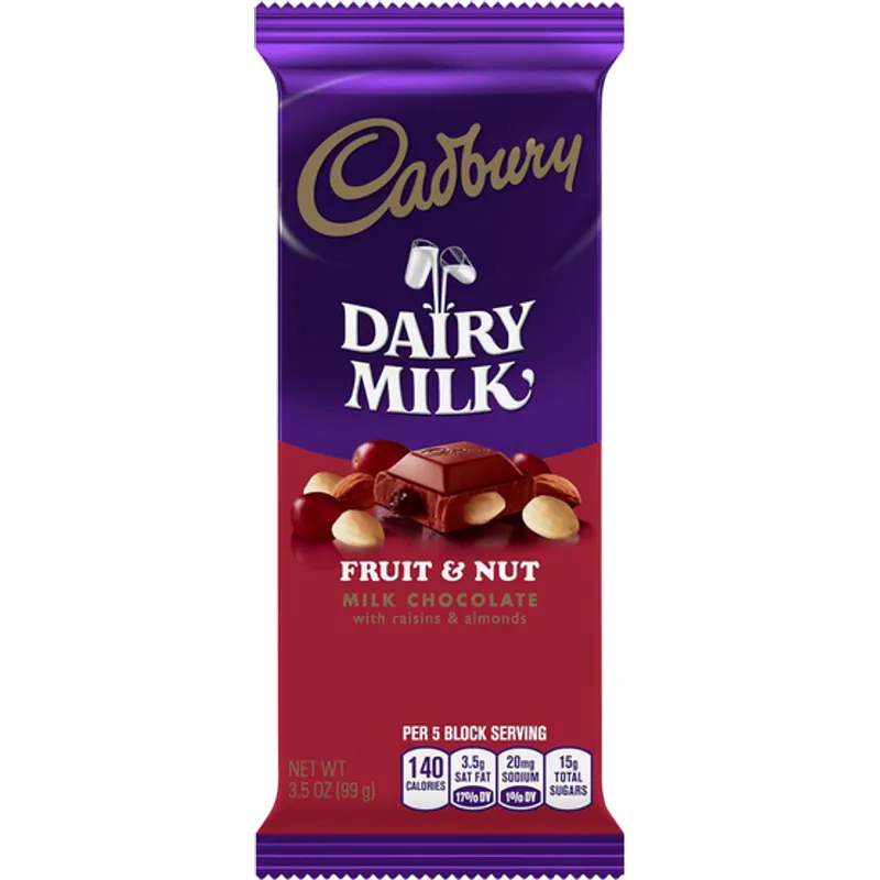 Cadburry Dairy Milk Fruit & Nut Milk Chocolate Raisins & Almonds view 1