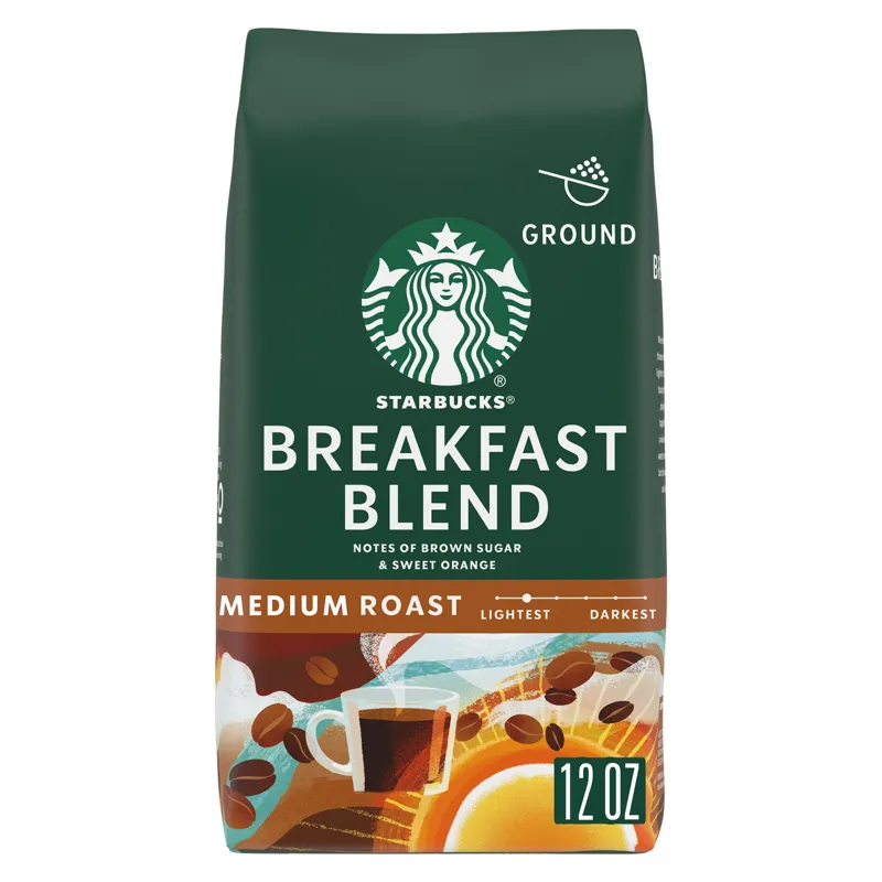 Starbucks Breakfast Blend Medium Roast Ground Coffee Bag view 1