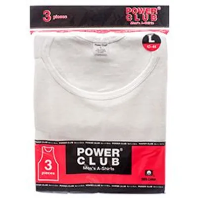 Power Club Men's A-Shirt Tank Top 3-Pack Size L