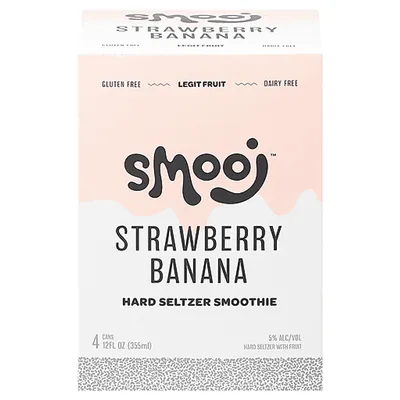 Smooj Strawberry Banana Hard Seltzer Smoothie 4-pack 48 oz