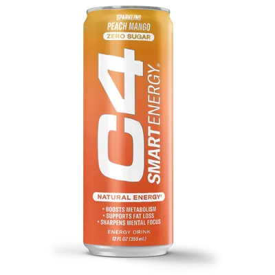 C4 Energy Drink, Zero Sugar, Peach Mango, Sparkling 12oz Can