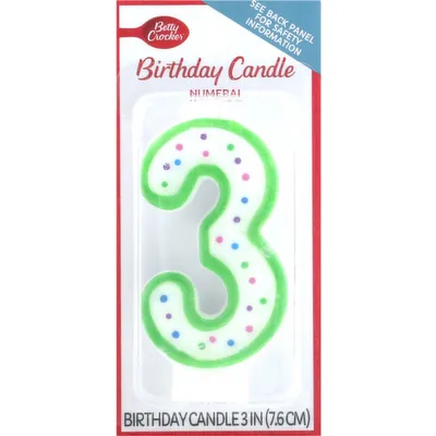 Betty Crocker 3-Inch Numeral 3 Birthday Candle 3inches