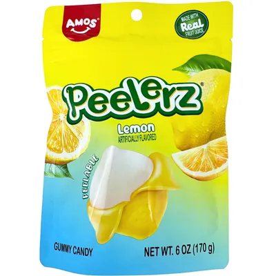 Amos Peelerz Lemon Gummy Candy 6 oz Bag