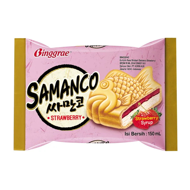 Binggrae Samanco Strawberry Ice Cream Sandwich view 1