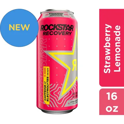 Rockstar Recovery Strawberry Lemonade 16 oz Can