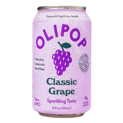 Olipop Classic Grape Prebiotic Soda 12 oz can