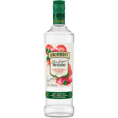 Smirnoff Zero Sugar Infusions Strawberry & Rose Vodka 750mL