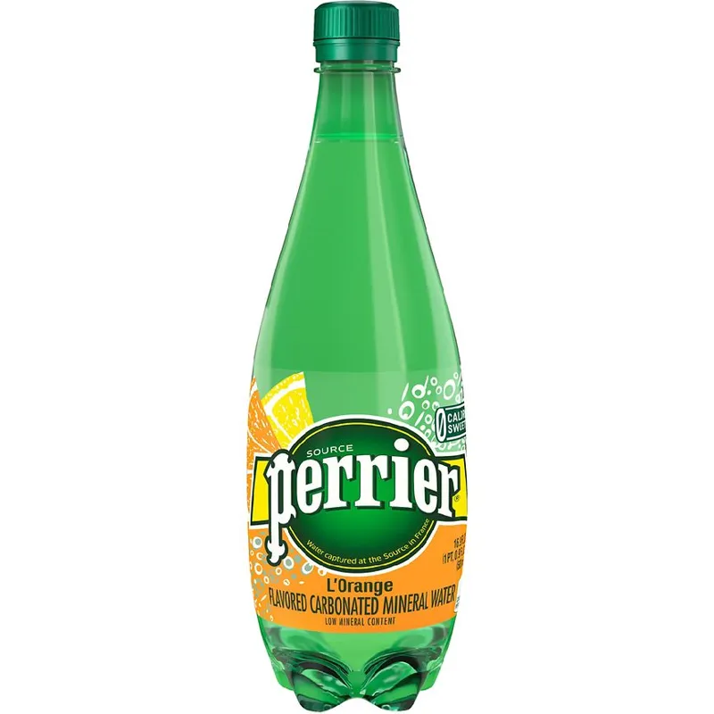 Perrier Sparkling Natural Mineral Water Lorange Bubbles & Lemon Orange Flavor view 1