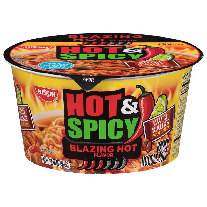 Nissin Hot & Spicy Blazing Hot Flavor Ramen Noodle Soup Bowl view 1