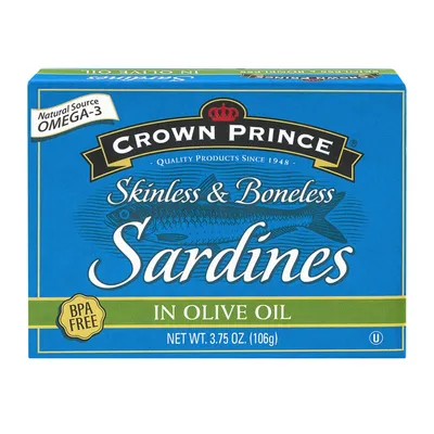 Crown Prince Skinless & Boneless Sardines in Olive Oil 3.75 oz Can