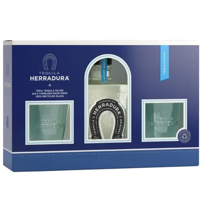 Herradura Silver Tequila 750ml Gift Set with 2 Glasses